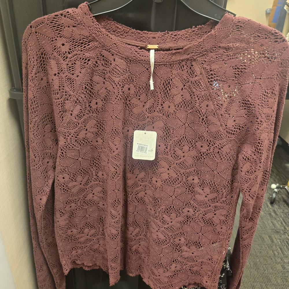 Chic Lace Long Sleeve Blouse in Dusty Rose